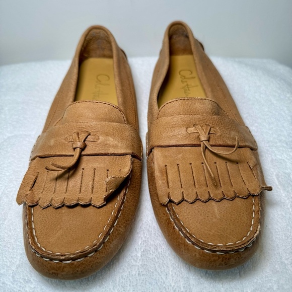 Women’s Cole Haan fringe tan leather Air Tobin tasseled driving moccasins size 9 - Picture 2 of 10